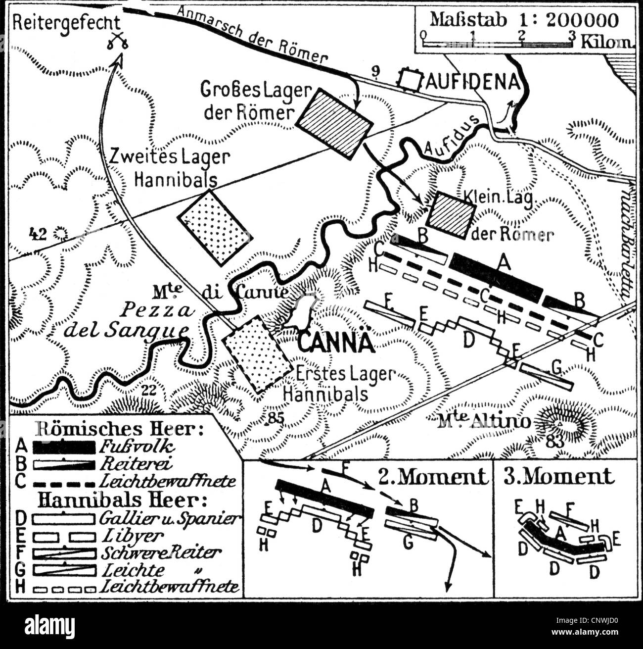 Ereignisse, zweiter Punischer Krieg 218 - 201 v. Chr., Schlacht von Cannae 216, Additional-Rights-Clearences-not available Stockfoto