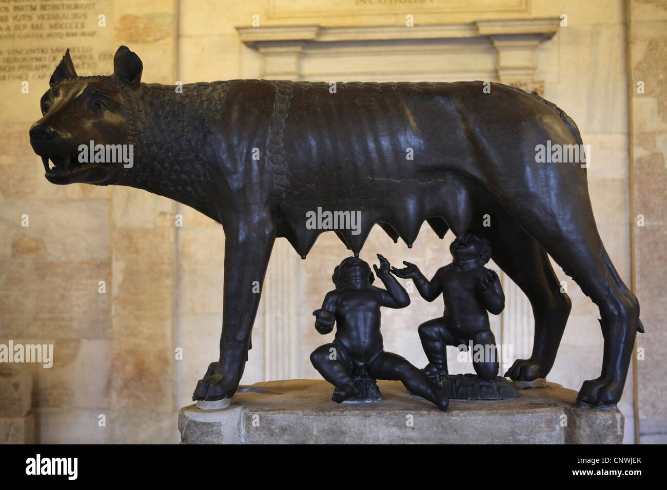 Kapitolinischen Wolf in den Kapitolinischen Museen in Rom, Italien. Stockfoto