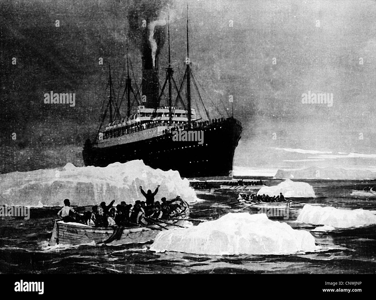 Transport / Transport, Navigation, Titanic, Rettung der Überlebenden durch die RMS Carpathia, 15.4.1912, Zusatz-Rechte-Clearences-nicht vorhanden Stockfoto