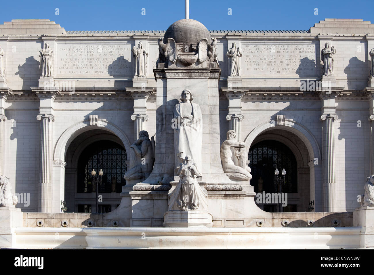 Union Station - die Statue von Christopher Columbus Stockfoto