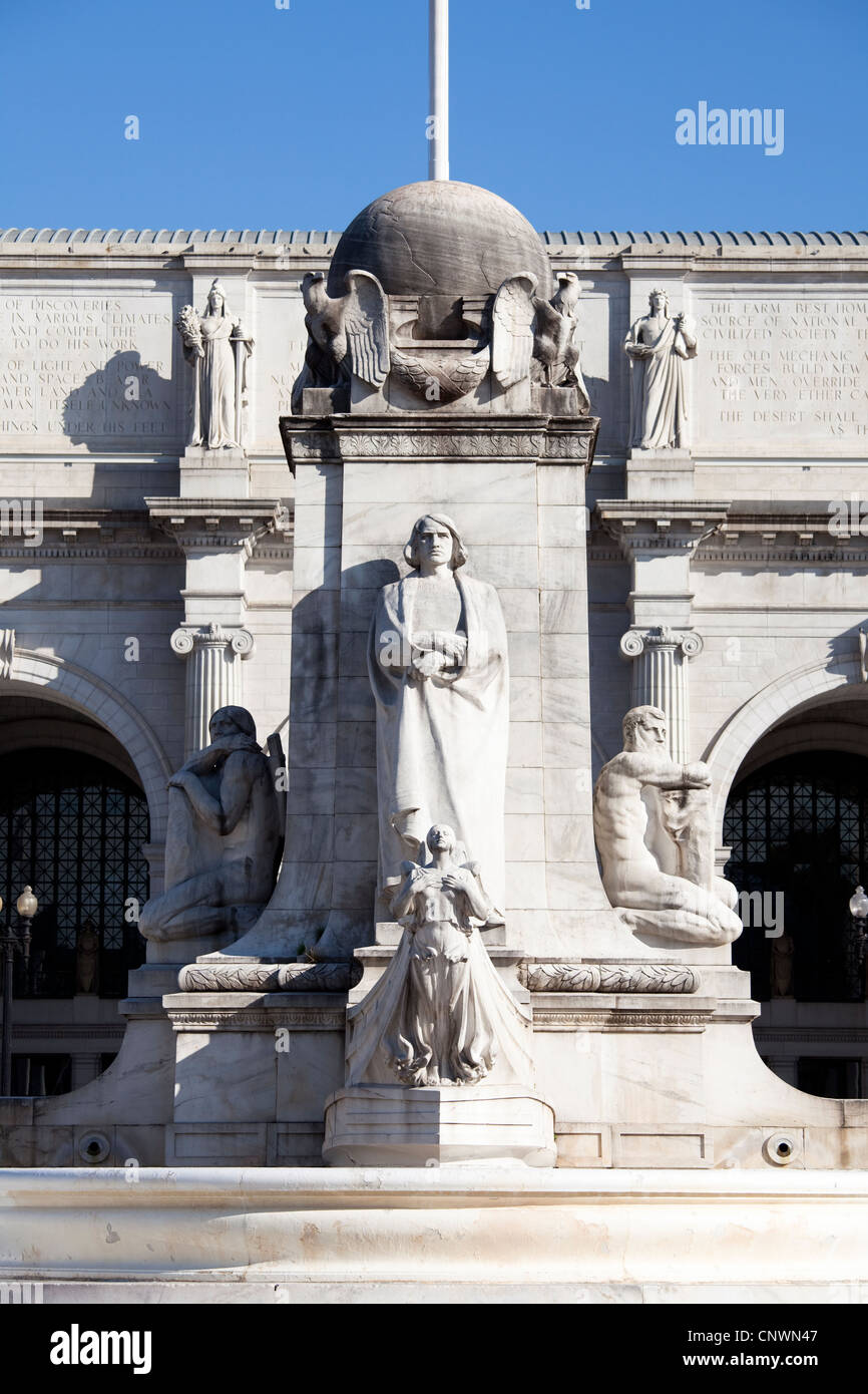 Union Station - die Statue von Christopher Columbus Stockfoto