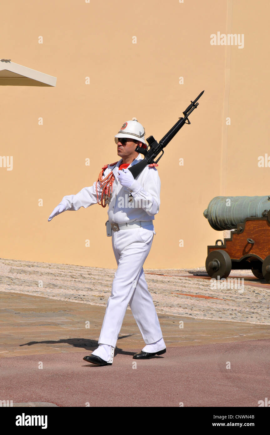 Palace Guard Monte Carlo Grimaldi Monaco Fürstentum Französisch Riviera Mittelmeer Cote d ' Azur Alpen Stockfoto