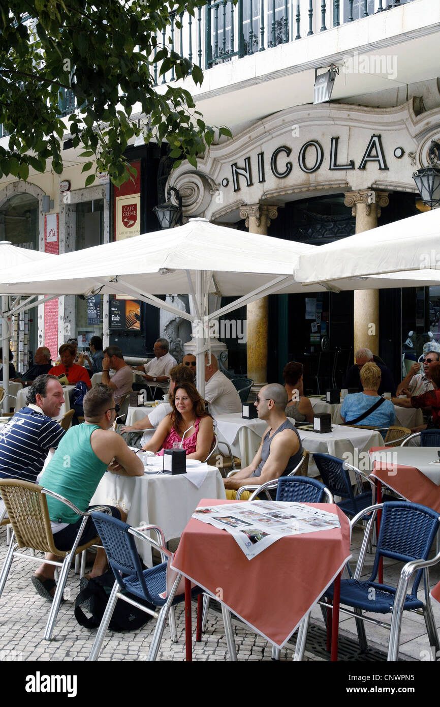 Café Nicola, Praça do Rossio Platz, Lissabon, Portugal Stockfoto