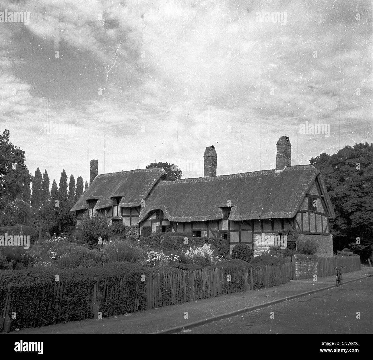 Geschichtsbild from1950s, zeigt New Place in Stratford, Geburtsort von William Shakespeare. Stockfoto