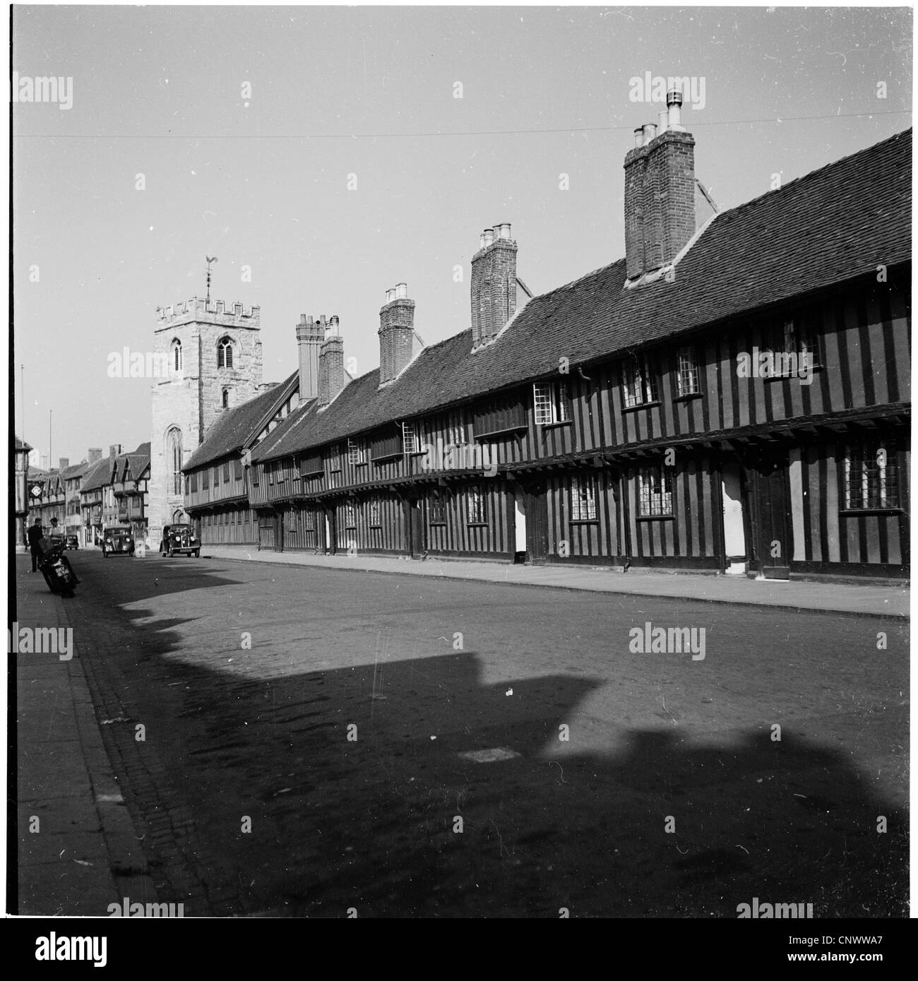 Historisches Bild der 1950er Jahre Gilde Kapelle Grammar School, High Street Startford, Geburtsort von William Shakespeare Stockfoto
