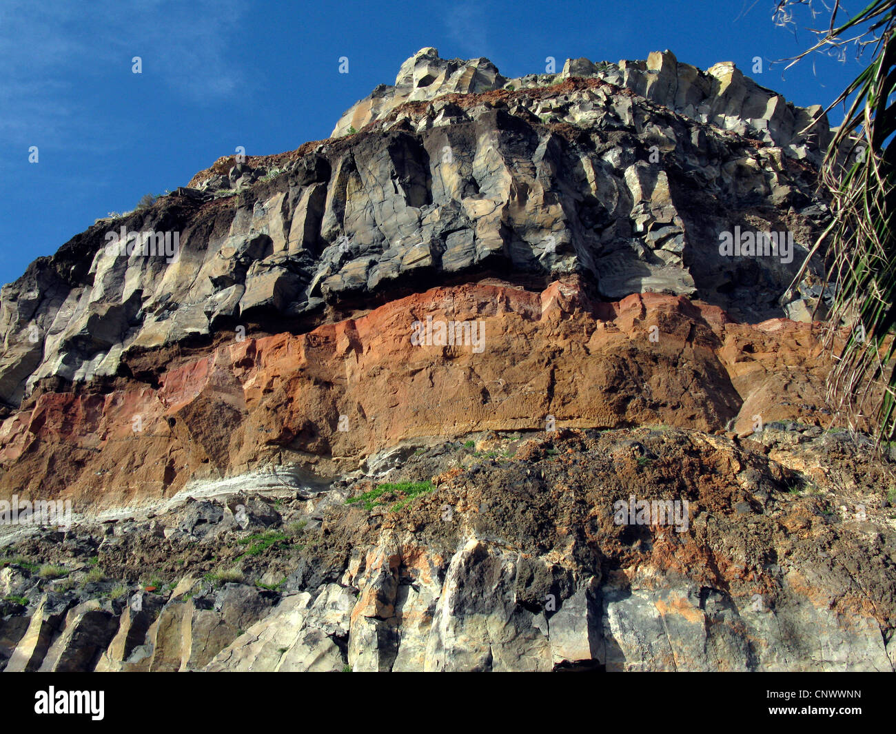geologischen Aufschlusses im Hafen von San Sebastian, Kanarische Inseln, Gomera, San Sebastian De La Gomera Stockfoto