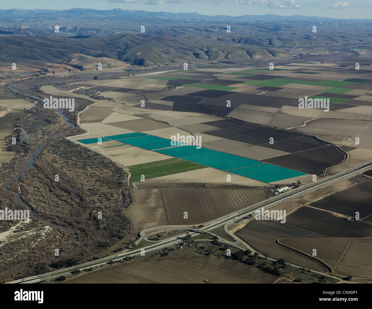 Luftaufnahme Salinas Valley Stockfoto