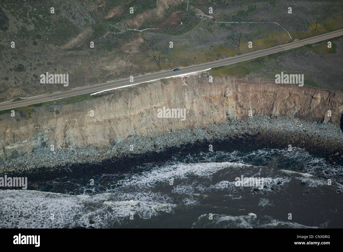 Luftaufnahme Erosion Autobahn einen zentralen Küste California Stockfoto