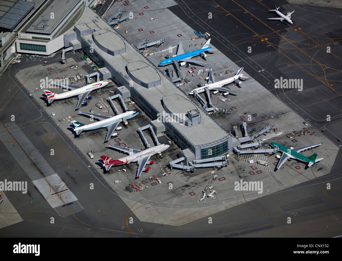 Luftbild der San Francisco International Flughafen SFO Stockfoto