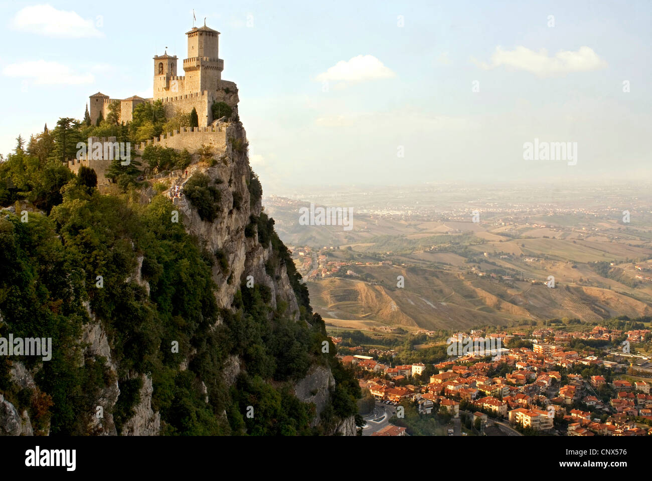 Guaita, der älteste der drei Türme, in San Marino, San Marino, San Marino Stockfoto
