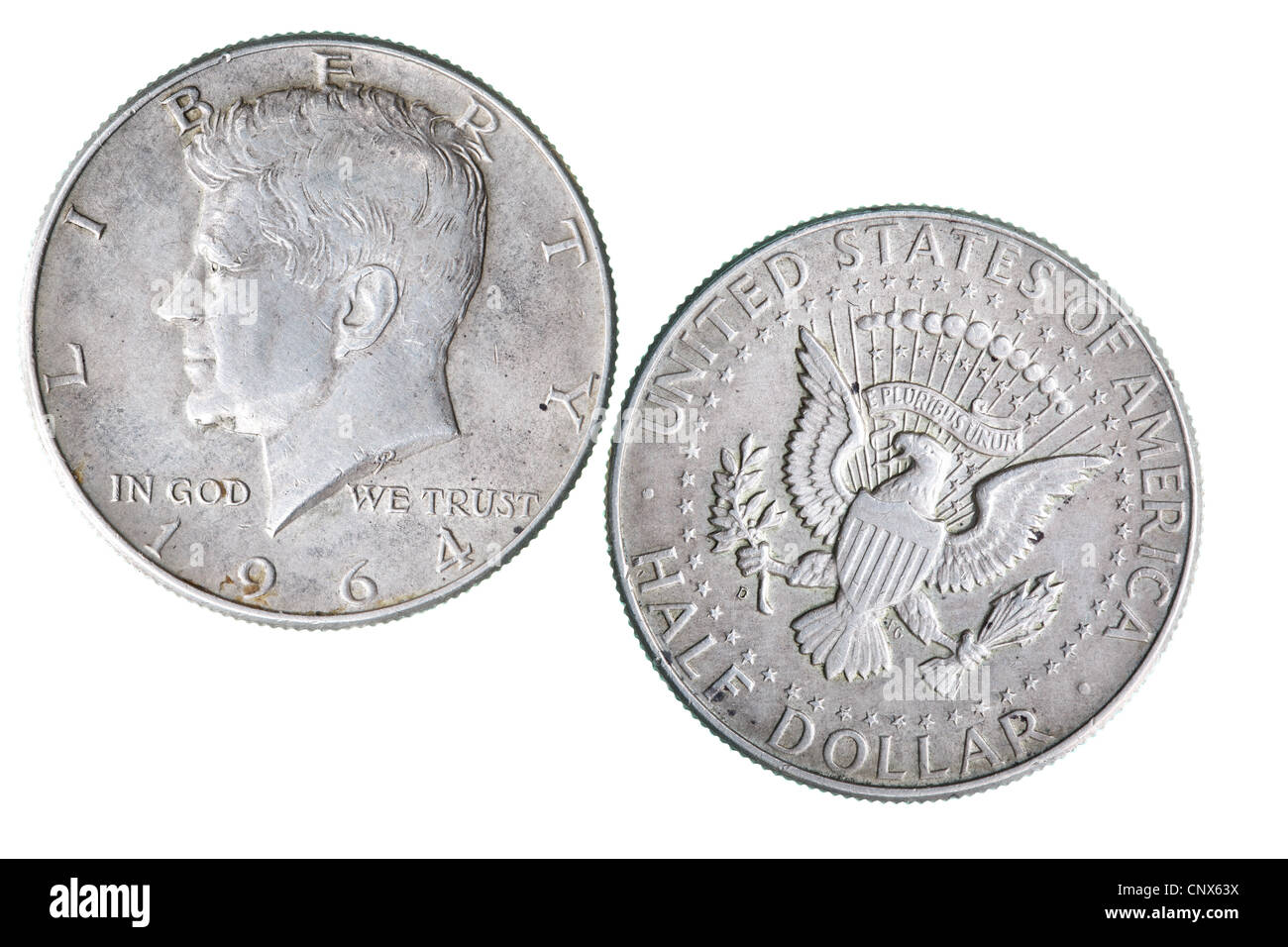 Halb-Dollar-Münze mit Portrait von j.f. Kennedy Stockfoto