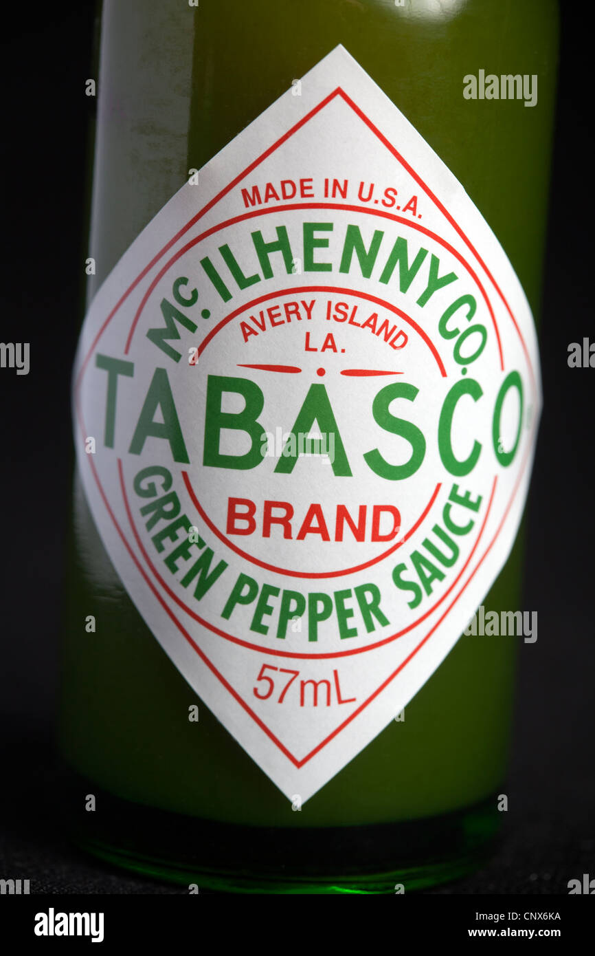 Tabasco Green Peppersauce Stockfoto