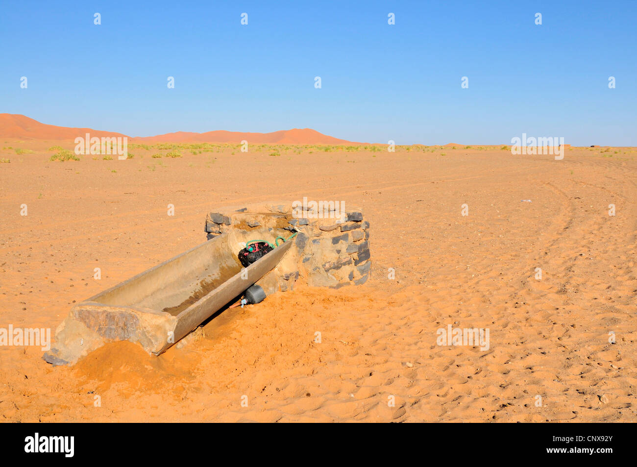 Qanat, Wasser-Management-System in der Wüste, Marokko, Sahara, Merzouga Stockfoto