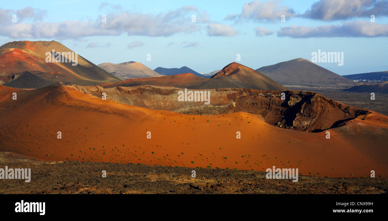 Landschaft im Nationalpark Timanfaya, Kanarische Inseln, Lanzarote, Nationalpark Timanfaya Stockfoto