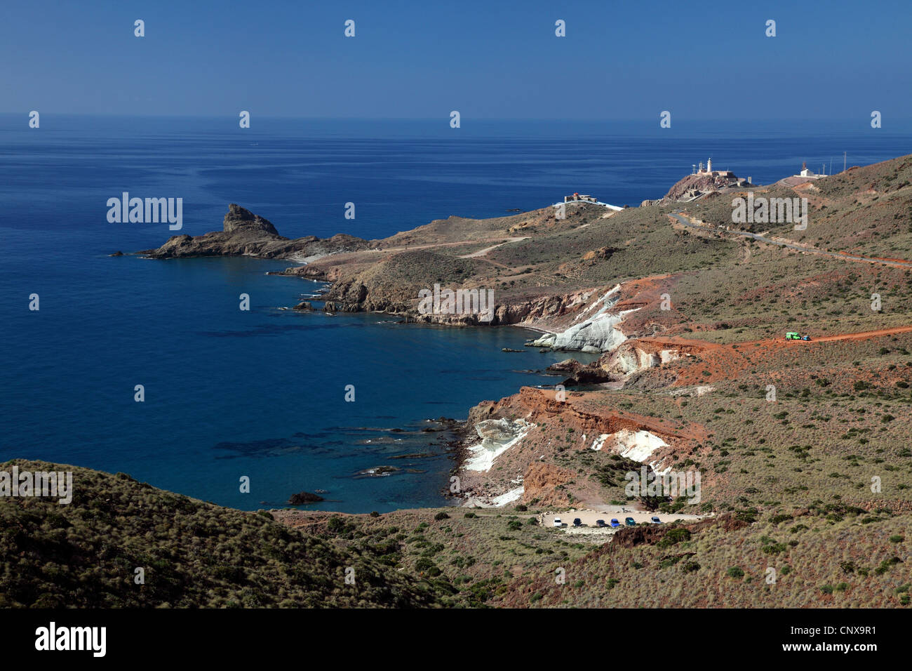 Küstenlandschaft in Cabo de Gata, Spanien, Almeria Stockfoto