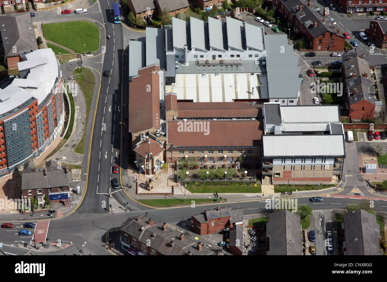 Luftaufnahme der Leeds Arts University, Woodhouse Lane, Leeds Stockfoto