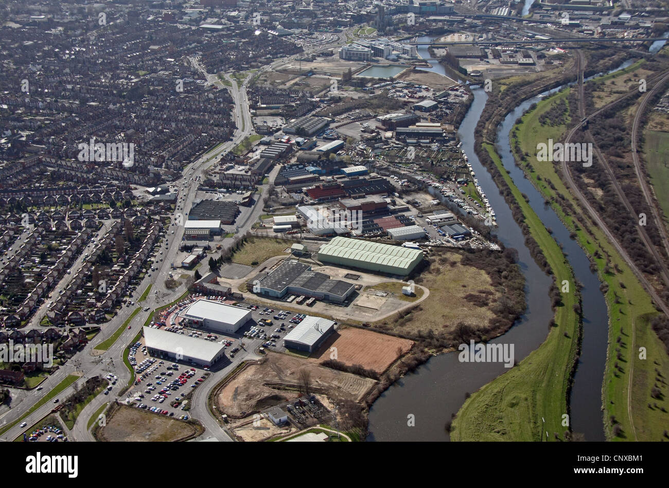 Luftaufnahme von Wheatley Hall Road, Doncaster Stockfoto
