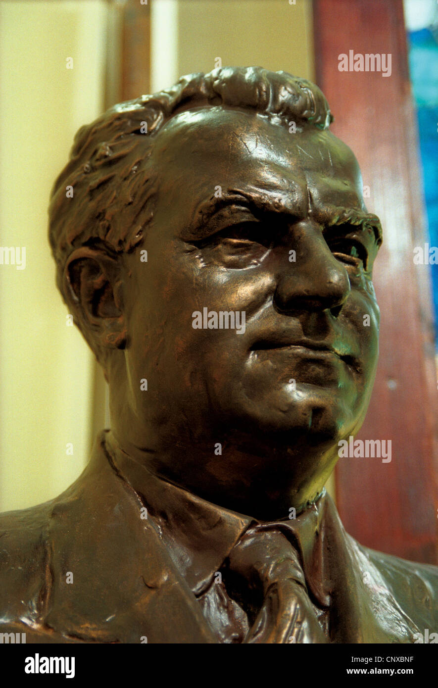Büste des tschechoslowakischen Präsidenten Klement Gottwald in das Museum des Kommunismus in Prag, Tschechien. Stockfoto
