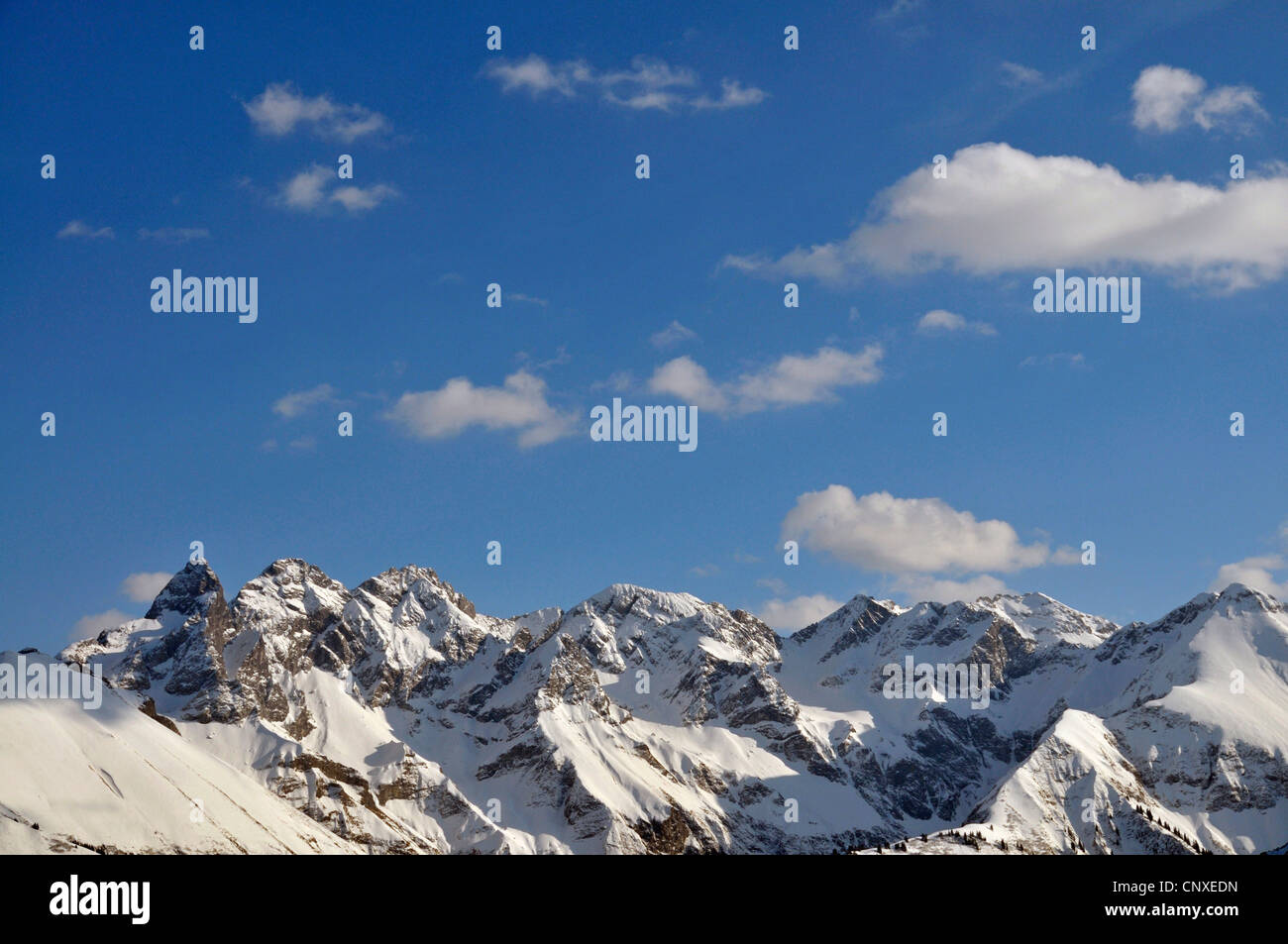 Allgäu-Alpen-Blick vom Fellhorn, Deutschland, Bayern, Allgäu, Oberstdorf Stockfoto