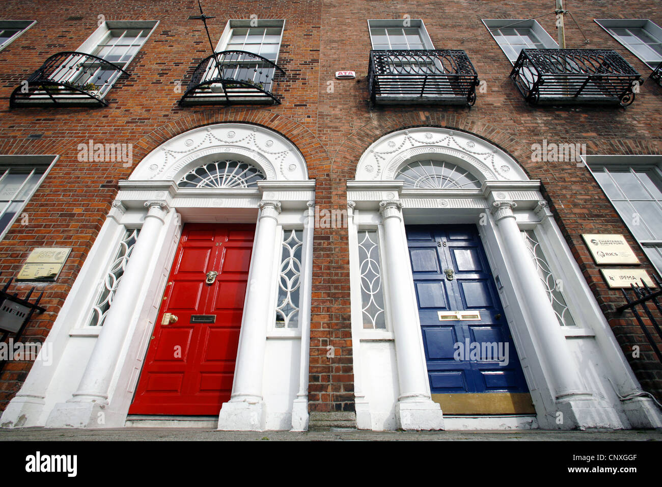 Georgische Türen, Merrion Square, Dublin, Irland Stockfoto