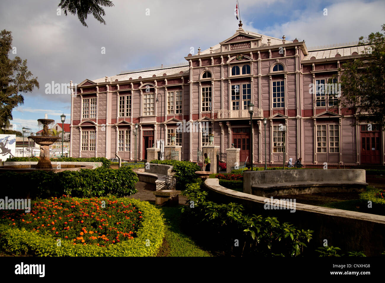 historische Schulgebäude Escuelas Graduadas in der Hauptstadt San José, Costa Rica, Mittelamerika Stockfoto