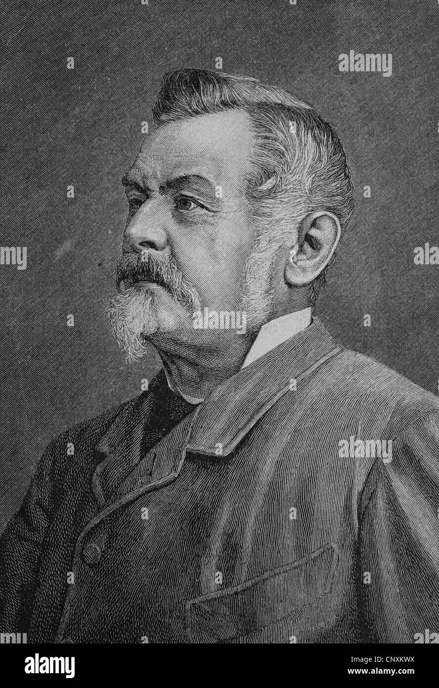 Carl Friedrich Wilhelm Jordan, 1819-1904, deutscher Schriftsteller und Politiker, historische Gravuren, 1883 Stockfoto