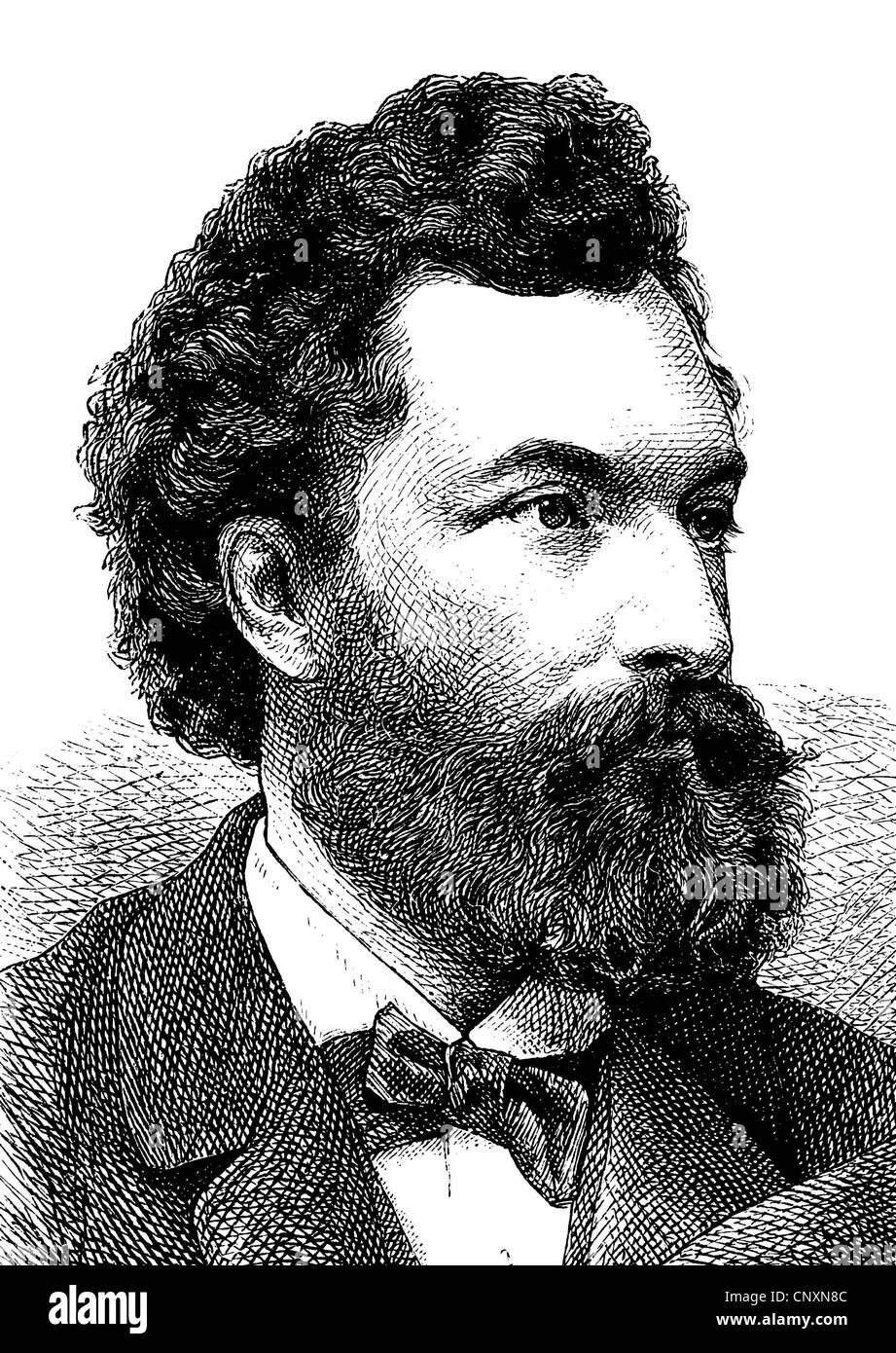 Karl Wolff, geboren im Jahre 1850, Journalist und Zeitungsverleger in Siebenbürgen, historische Gravuren, 1883 Stockfoto