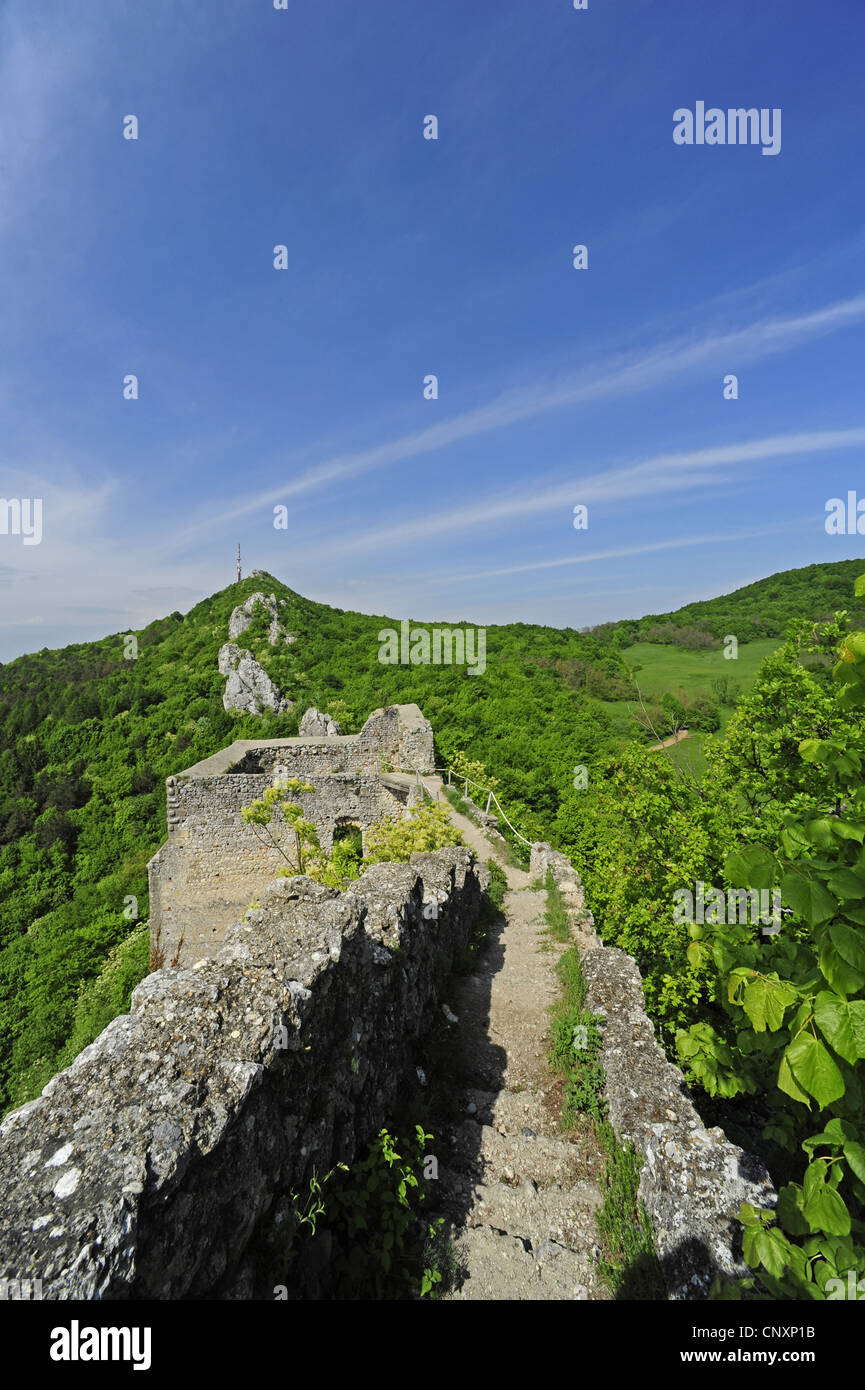 Burgmauer von Kalnik auf dem Bergkamm, Kroatien, Kalnikow Stockfoto