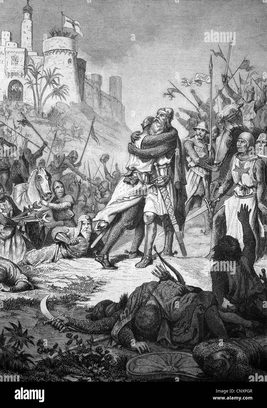 Treffen mit seinem Sohn Friedrich nach der Schlacht bei Iconium, Frederick I, Heiliger römischer Kaiser auch bekannt als Barbaross Barbarossa Stockfoto