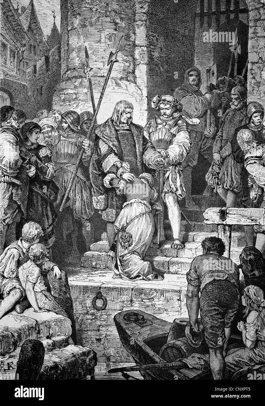 Thomas More nimmt Abschied von seiner Tochter nach seiner Verurteilung, Thomas More, 1478-1535, ein englischer Staatsmann und humanistischer wr Stockfoto