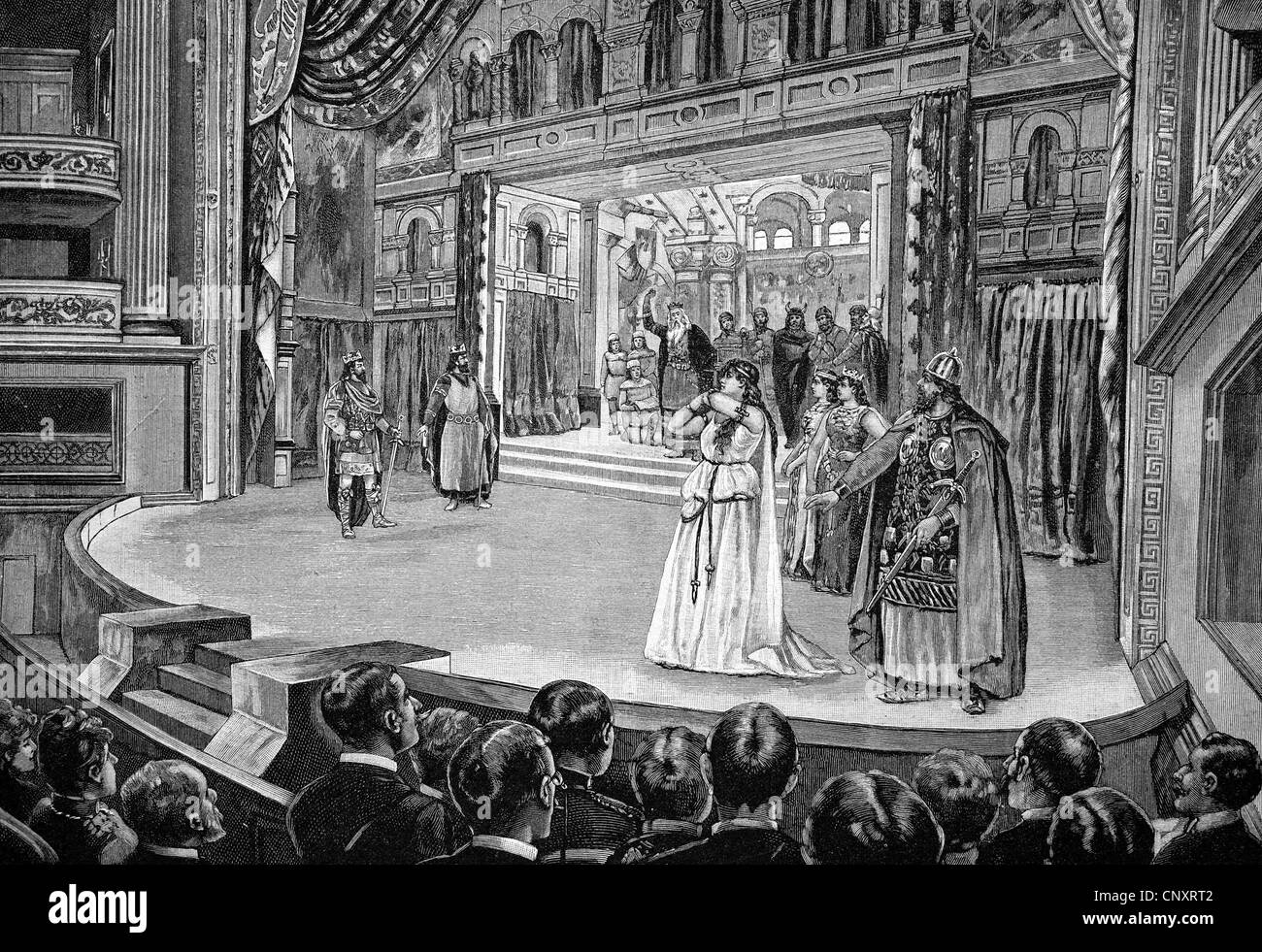Aufführung von König Lear am neuen Shakespeare-Bühne des Koeniglichen Hoftheaters, Royal Court Theatre, in München, Bayern, G Stockfoto