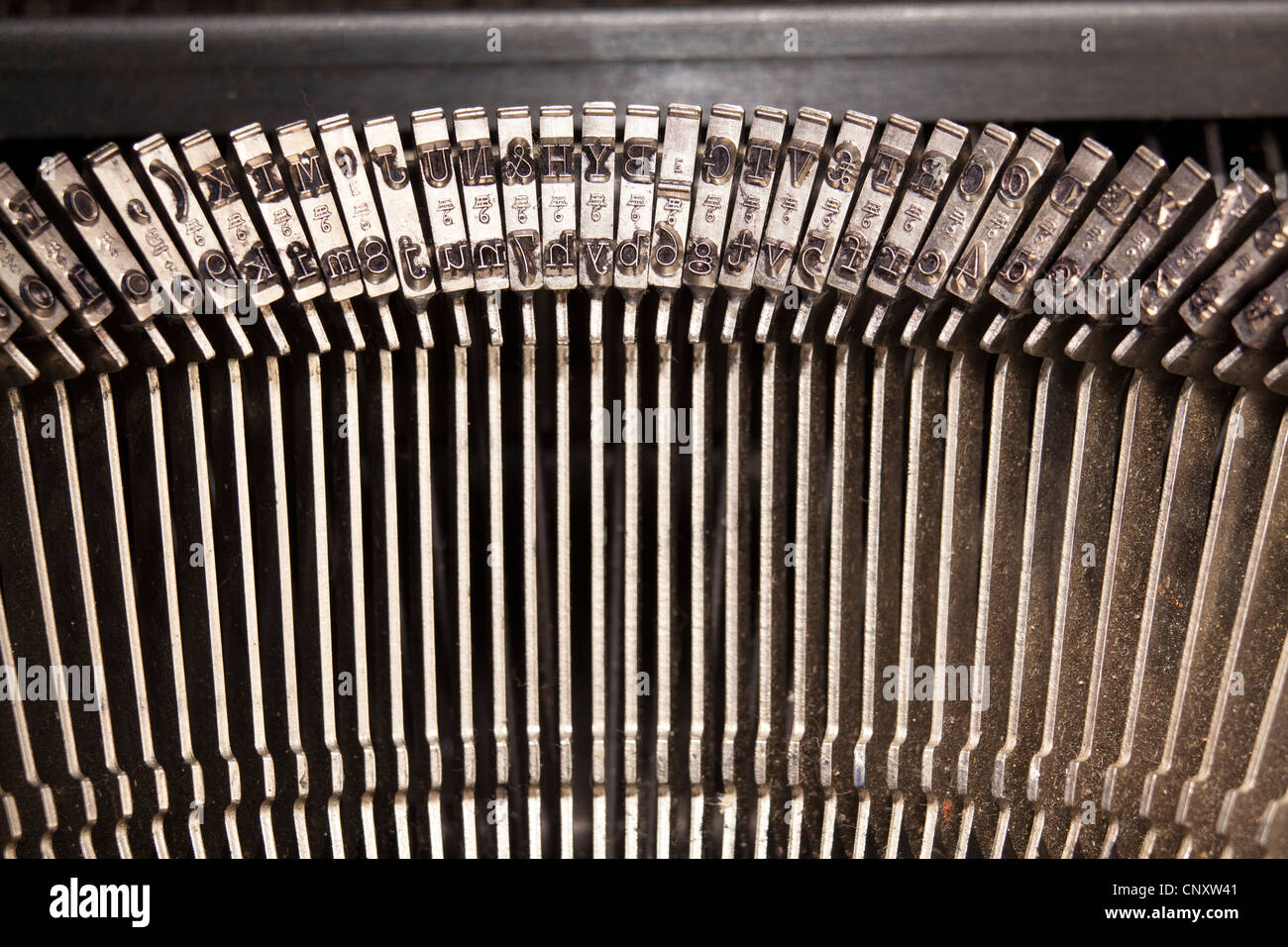 manuelle Schreibmaschine Typebar hautnah Stockfoto
