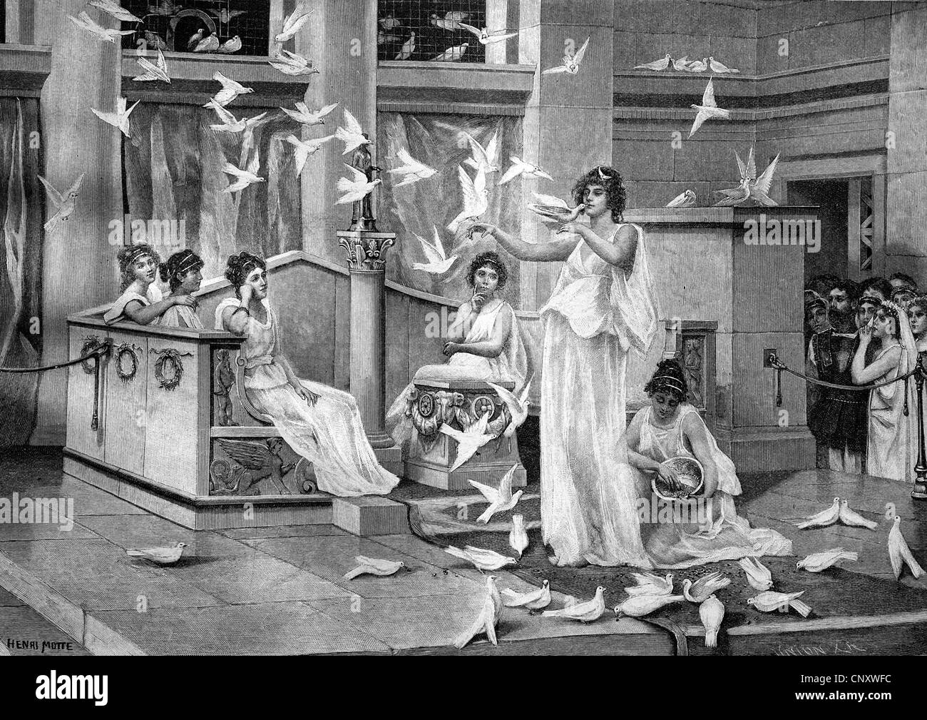 Die Tauben von der Venus-Tempel, historische Abbildung Holz Gravur, ca. 1888 Stockfoto