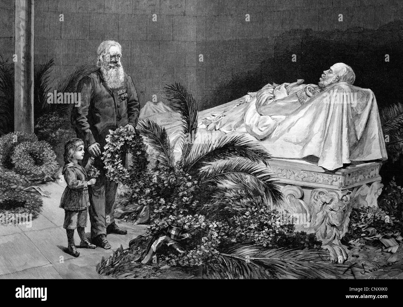 In der Krypta der Kriegsherr, historische Holzstich, ca. 1897 Stockfoto