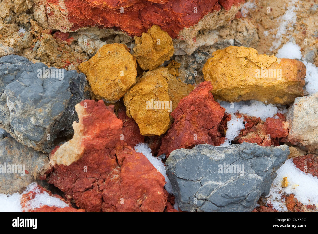 Teile des Bodens in verschiedenen Farben Stockfoto