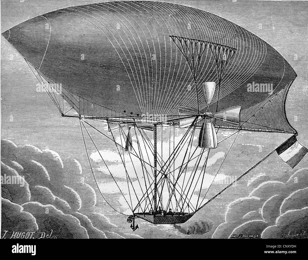 Luftschiff von Henri Giffard Stockfoto