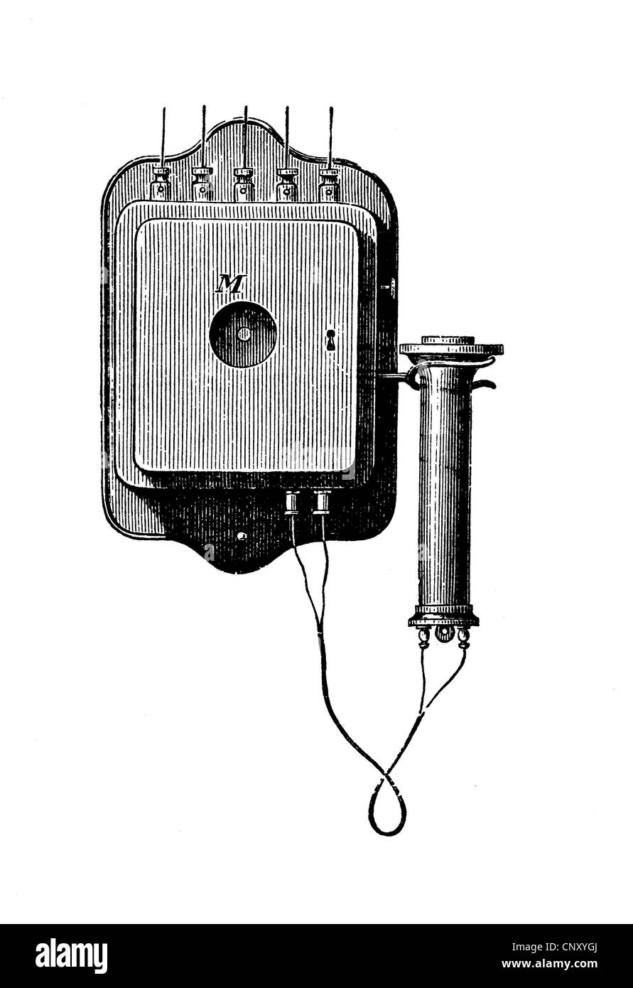 Historischen Telefon, Klingelanlage Stockfoto