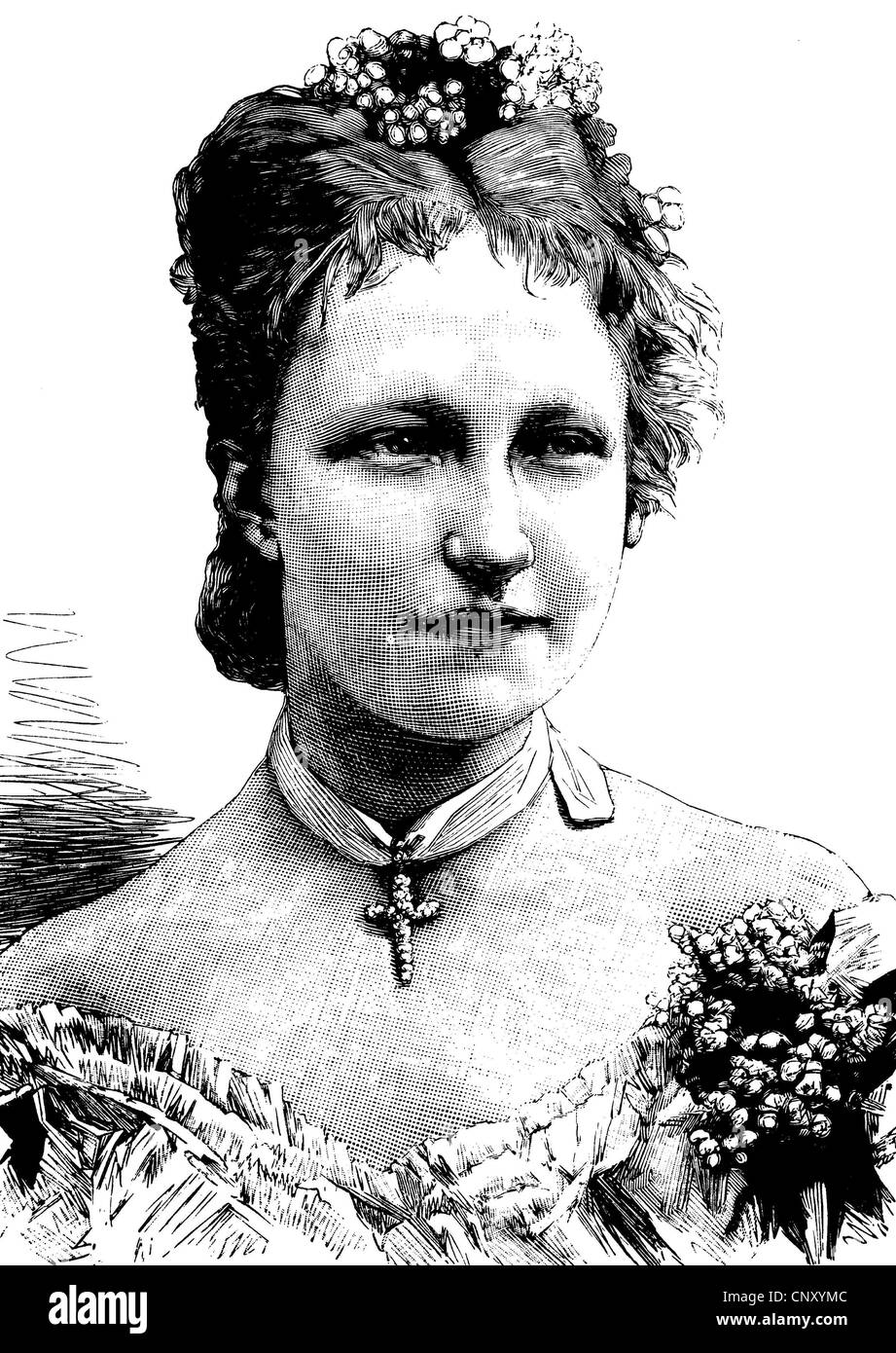 Stephanie Clotilde Luise Hermine Marie Charlotte von Belgien, 1864-1945, Kronprinzessin von Österreich-Ungarn, historische Holz engra Stockfoto