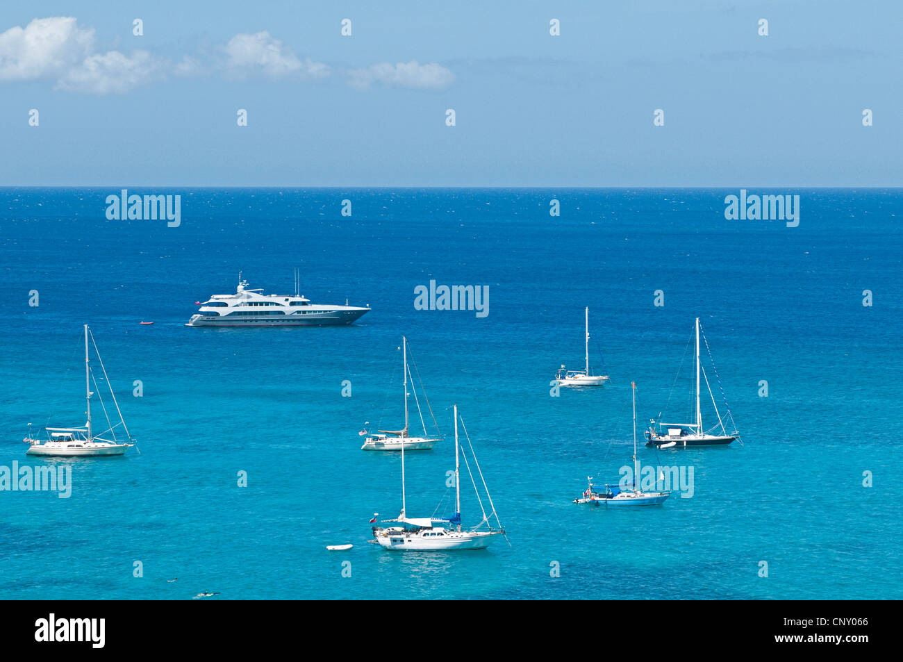 Yachten in den unteren Bay, Saint Vincent und die Grenadinen, Bequia Stockfoto