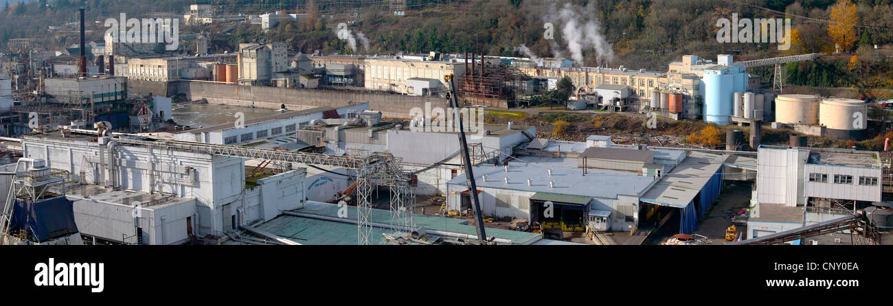 Alte industrielle Komplex & Wasserfall Panorama, Oregon City oder. Stockfoto