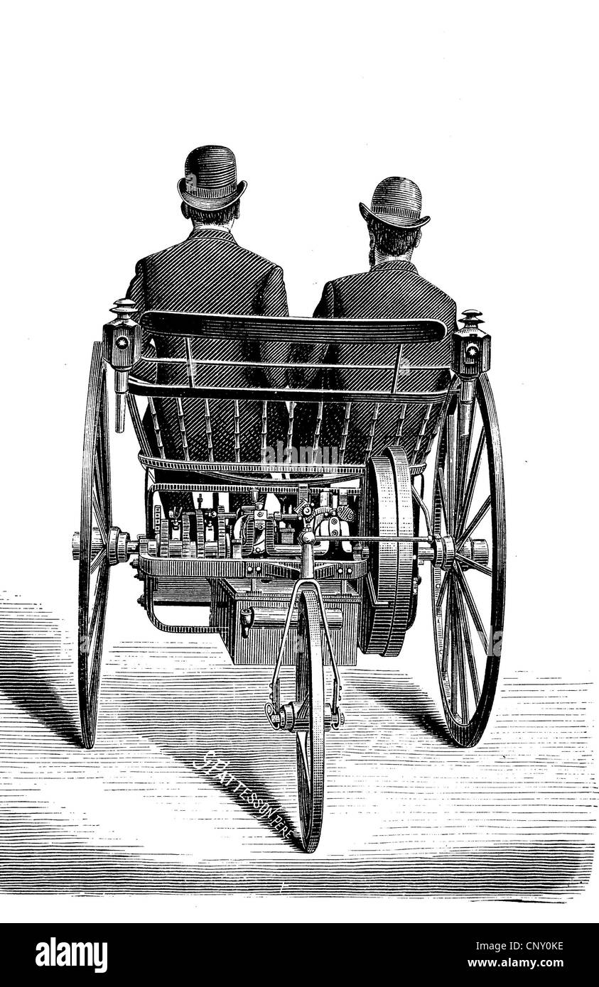 Entwurf eines Dreirad von William Ayrton und John Perry, um 1880, das erste Elektroauto Stockfoto
