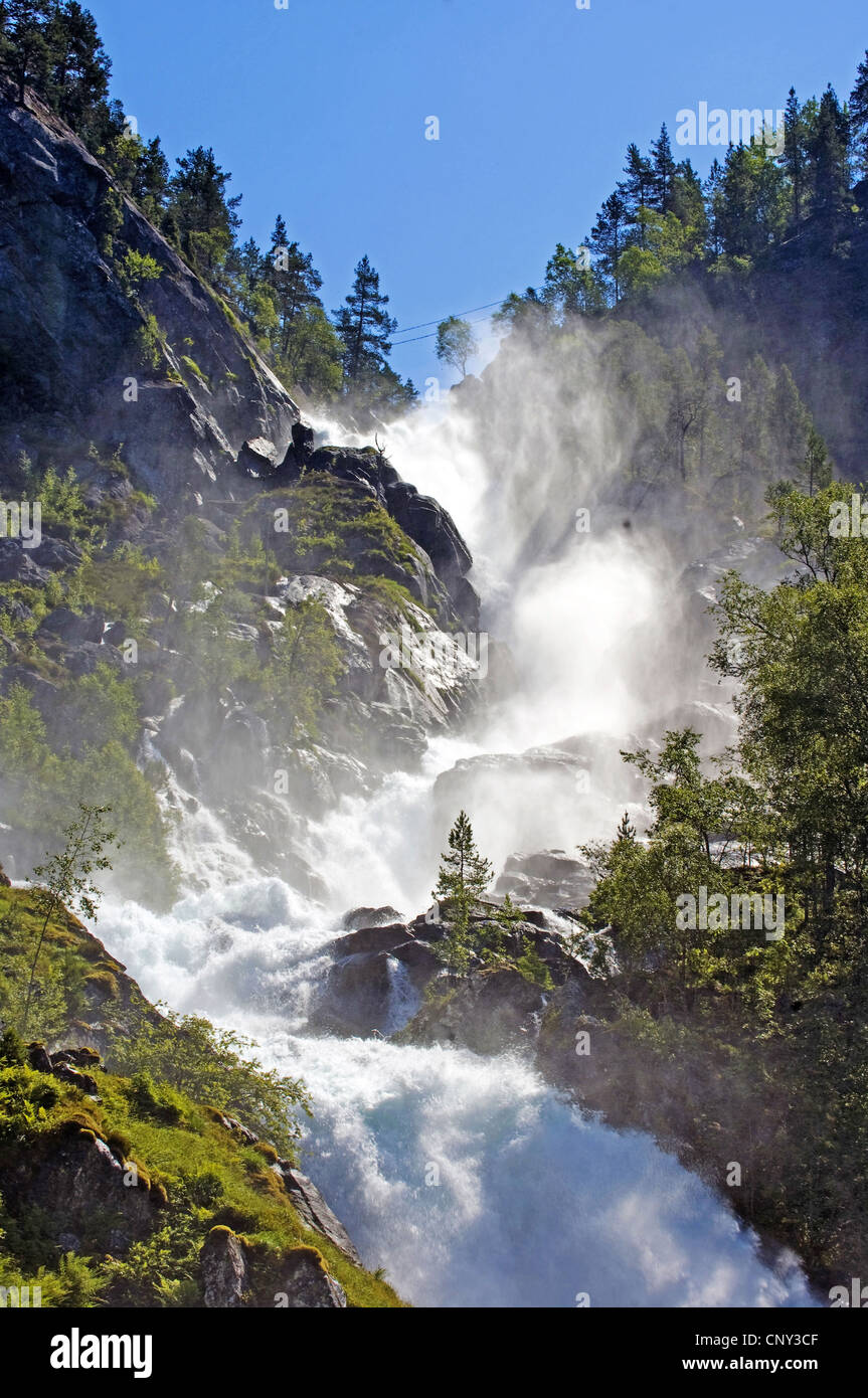 Laatefossen Wasserfall, Norwegen, Hordaland, Odda Stockfoto