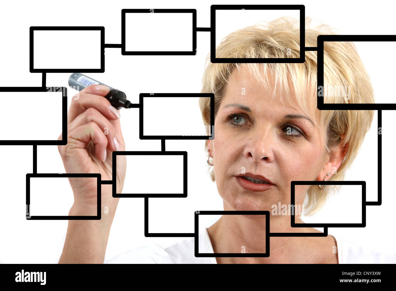 Frau Ist Eine Mindmap Zeichnen Schema Organisations Struktur Zu