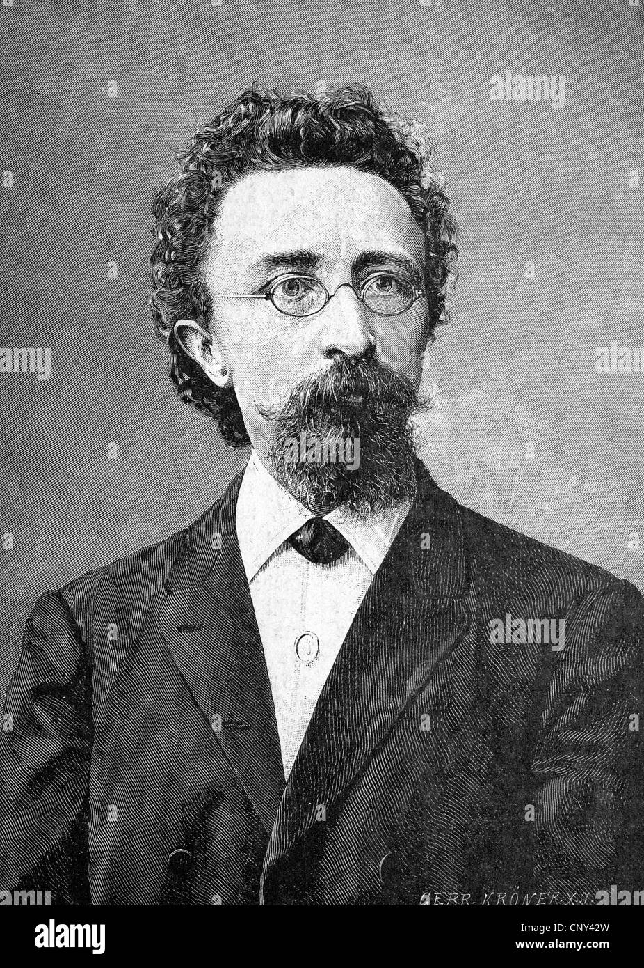 Anton Joseph Ohorn, 1846-1924, ein Lehrer, Dichter und Schriftsteller, historische Gravur ca. 1888 Stockfoto