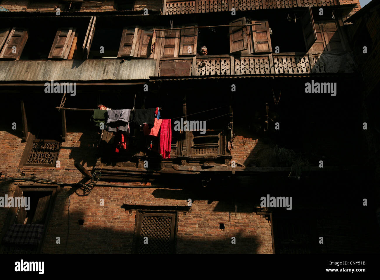 Wohnhaus in Bhaktapur, Nepal. Stockfoto