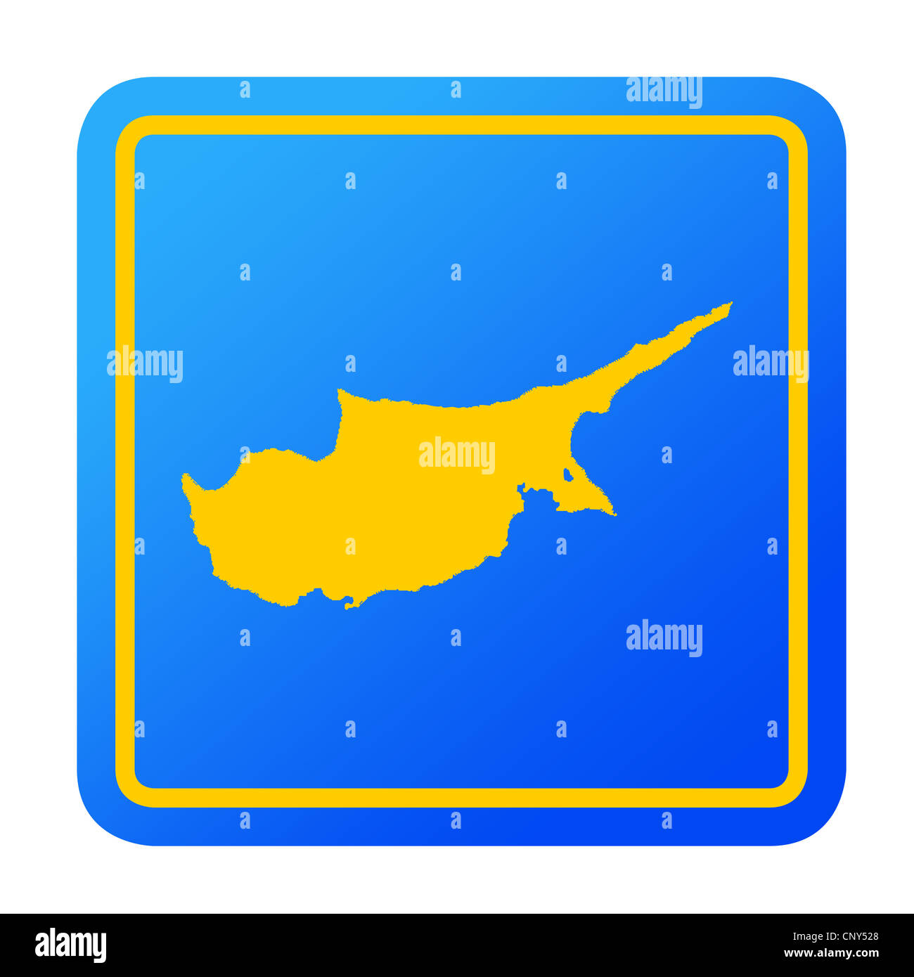 Zypern-Europäische Taste isoliert auf weißem Hintergrund mit Beschneidungspfad. Stockfoto