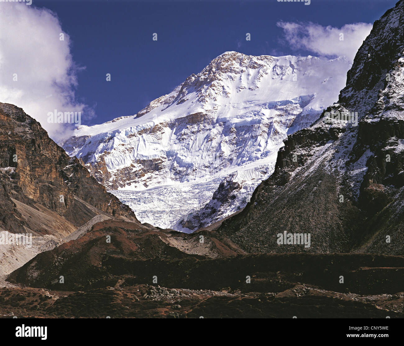 Kangbachen und Kangchendzönga Range, Nepal, Kangchenjunga Stockfoto
