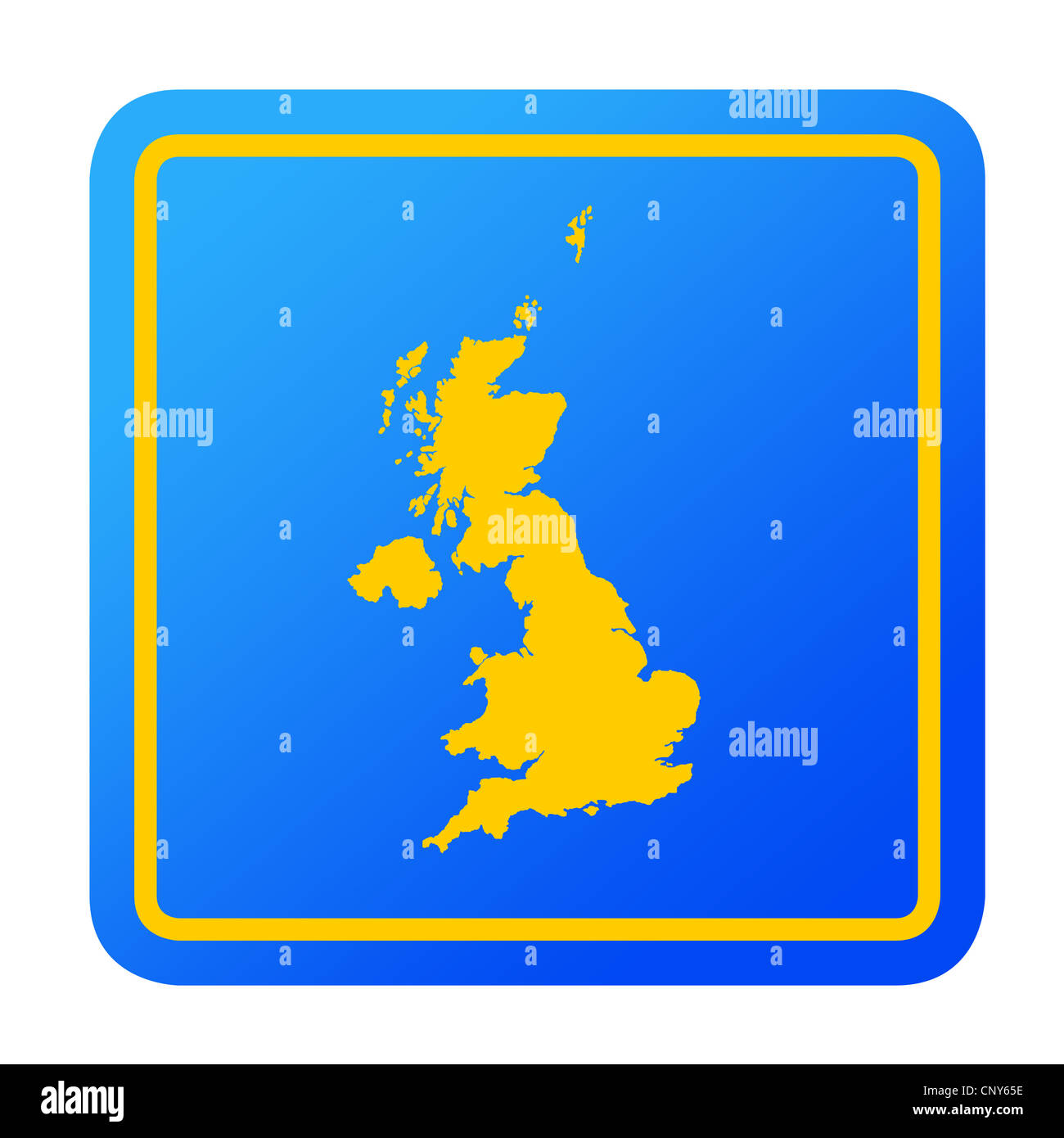 Vereinigtes Königreich oder Großbritannien Europäische Taste isoliert auf weißem Hintergrund mit Beschneidungspfad. Stockfoto