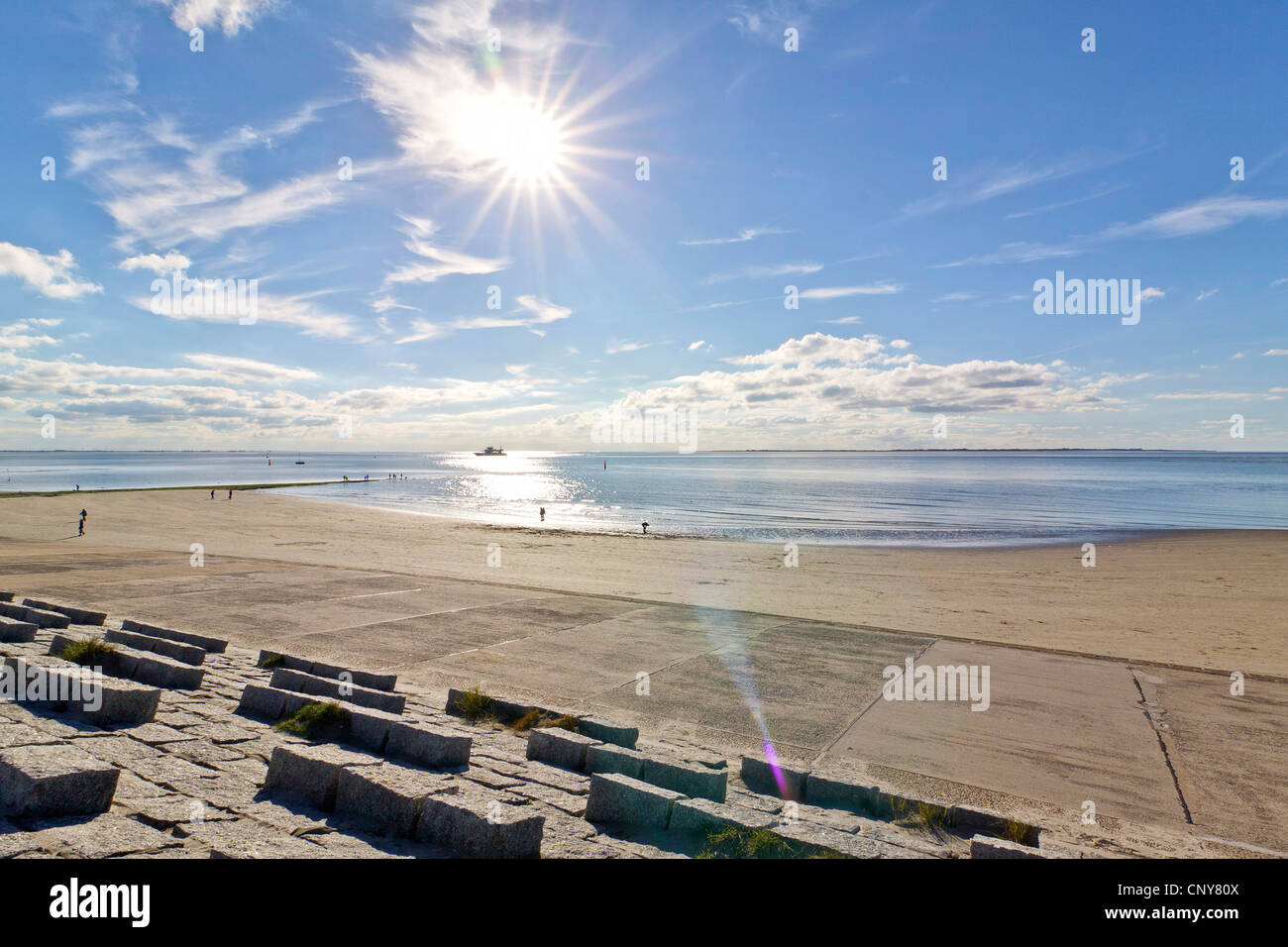 konkrete Deich auf Nordernes, Deutschland, Niedersachsen, Ostfriesland, Norderney Stockfoto