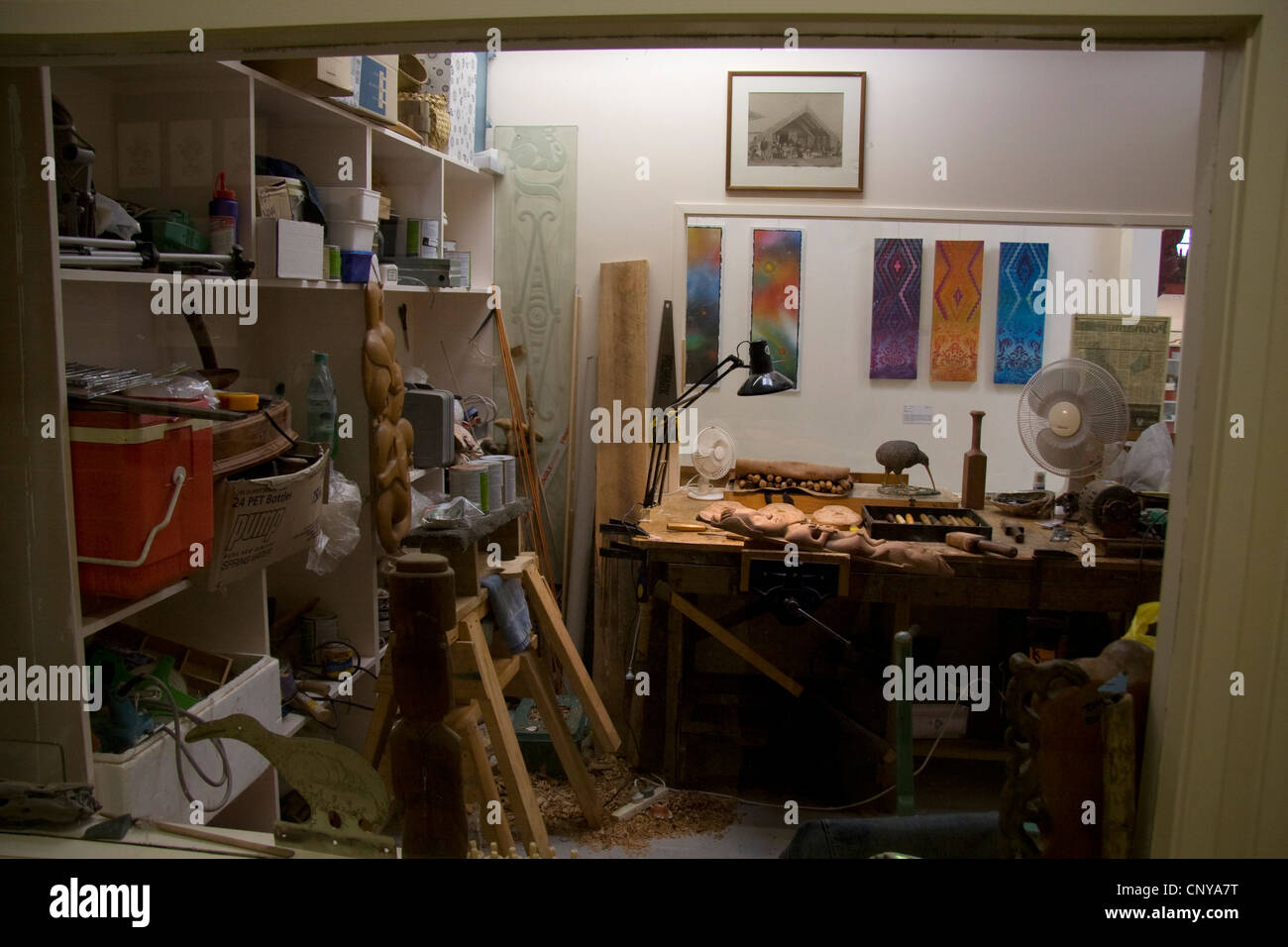 Holzwerkstatt in das Art Centre, Christchurch. Stockfoto